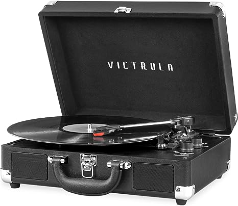 Victrola Vintage 3-Speed Bluetooth Portable Suitcase Record Player with Built-in Speakers